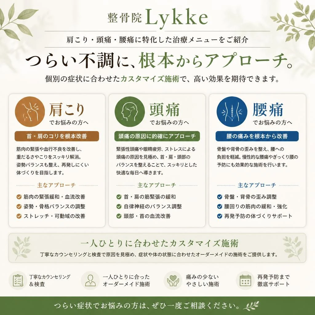 名東区の専門治療メニューのご紹介