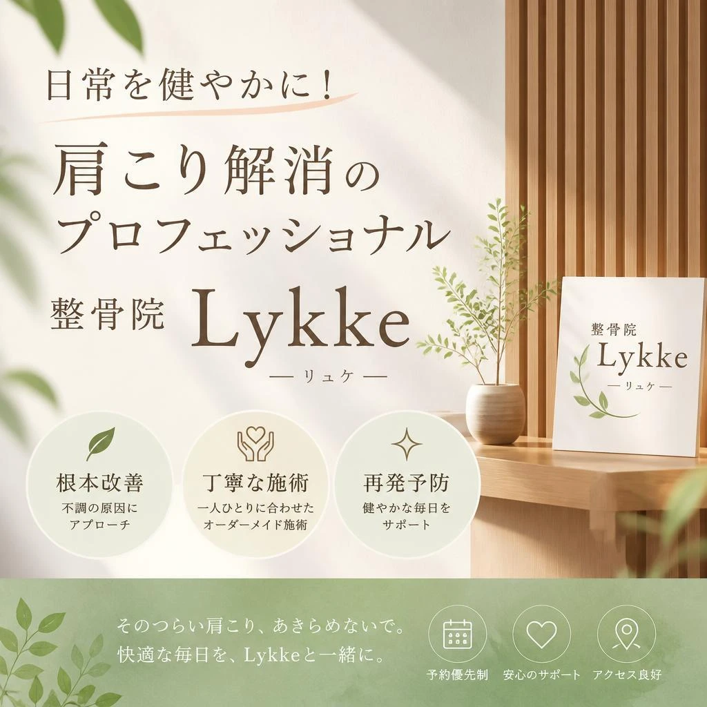 日常を健やかに！肩こり解消のプロフェッショナル整骨院Lykke