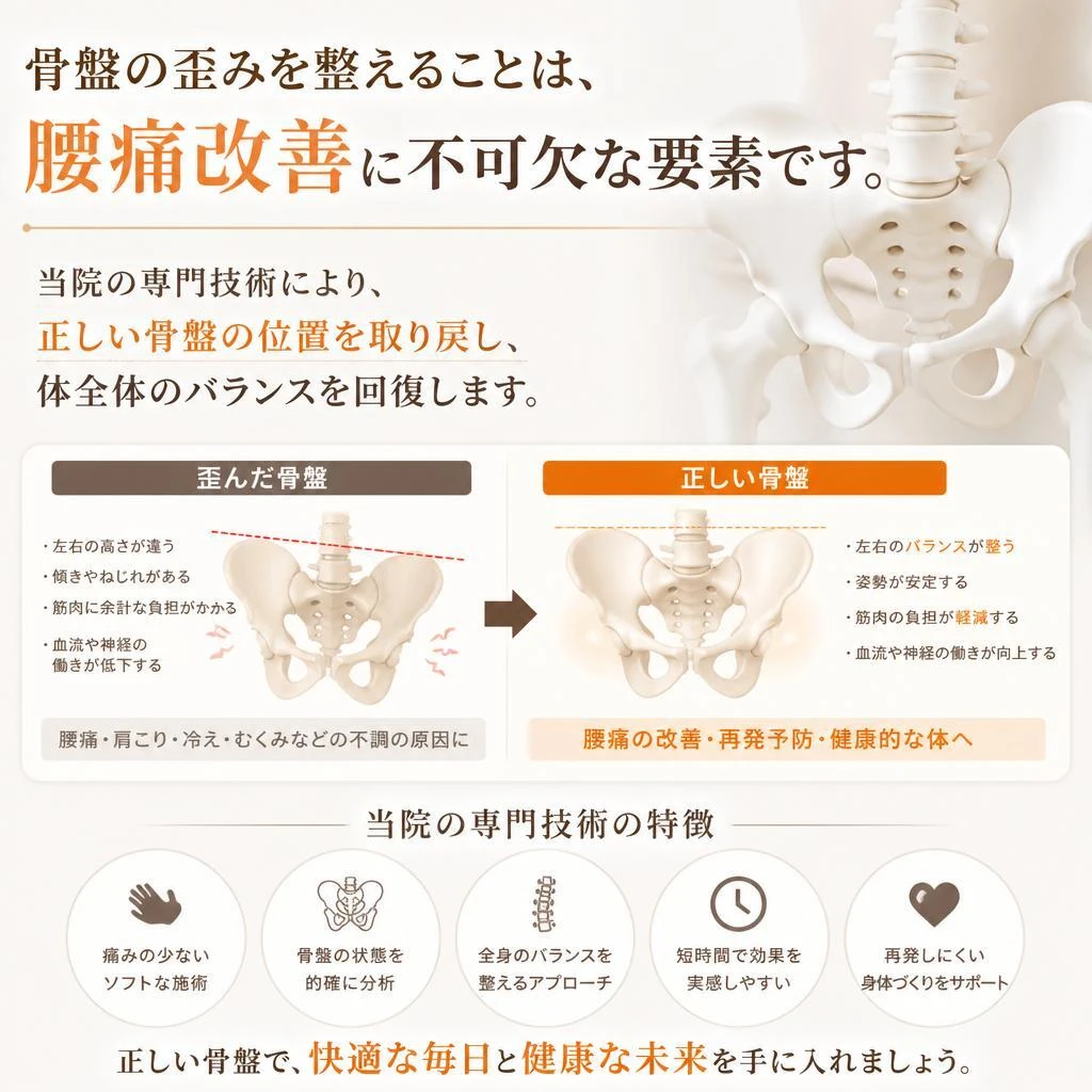 骨盤矯正で健康な体へ