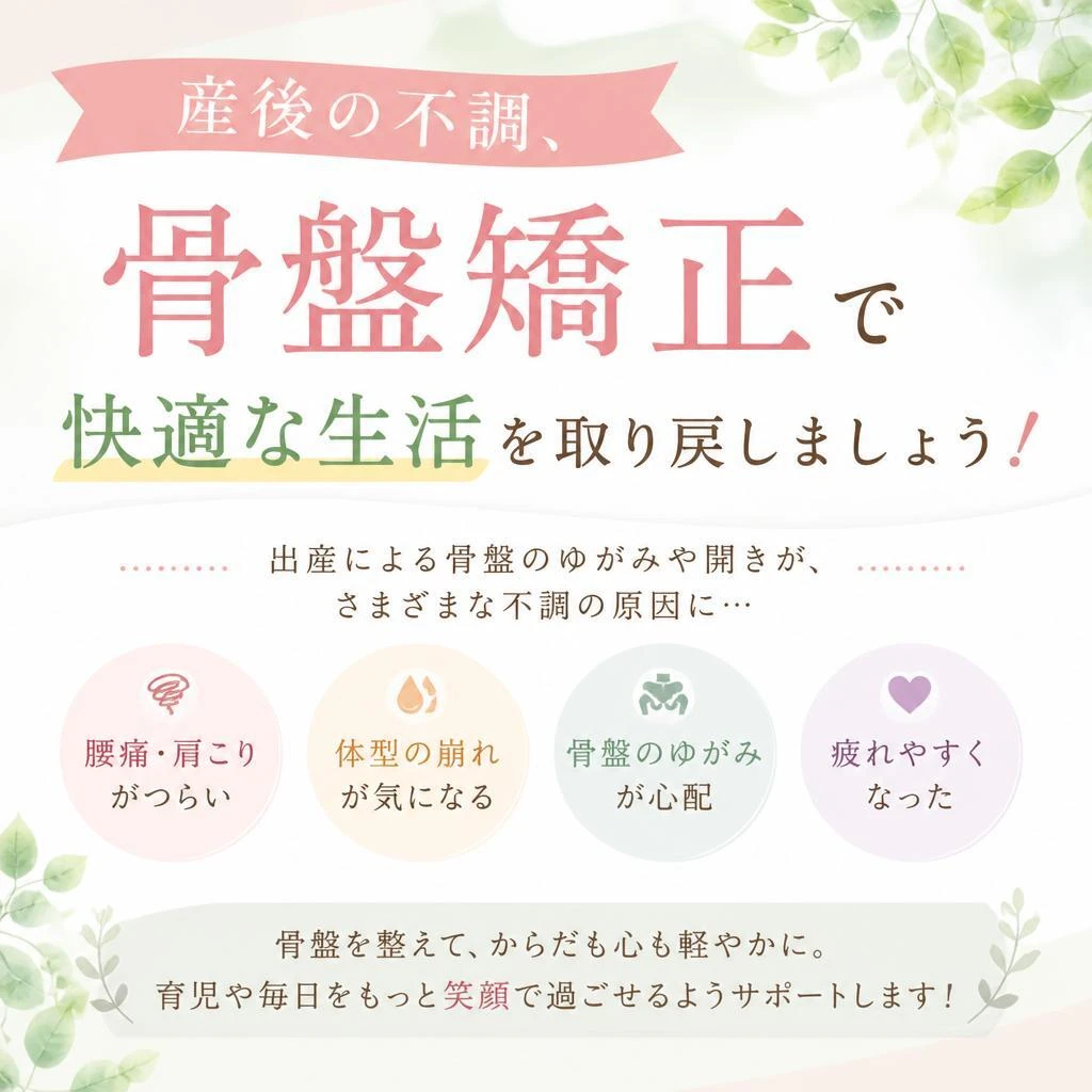 産後の不調、骨盤矯正で快適な生活を取り戻しましょう！