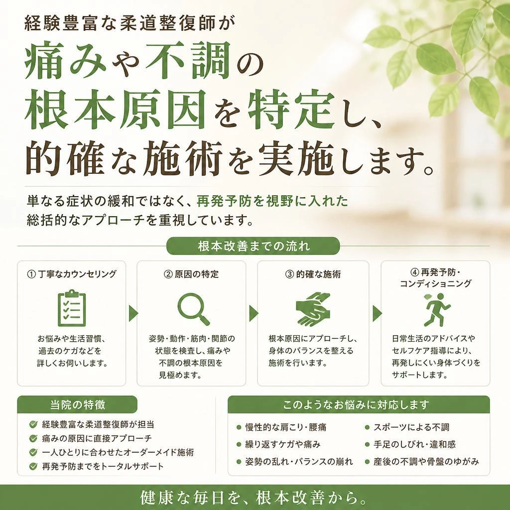 痛みの原因を見極める施術