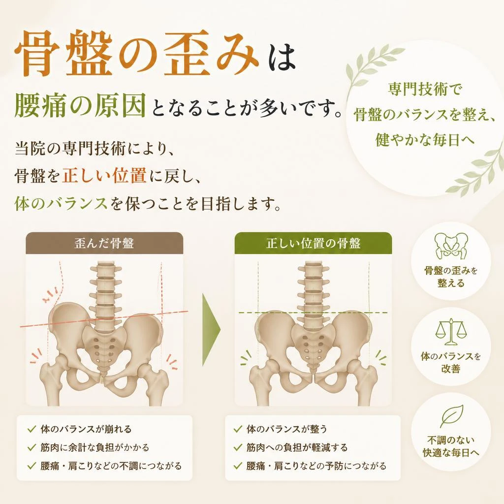 骨盤矯正で体のバランスを整える