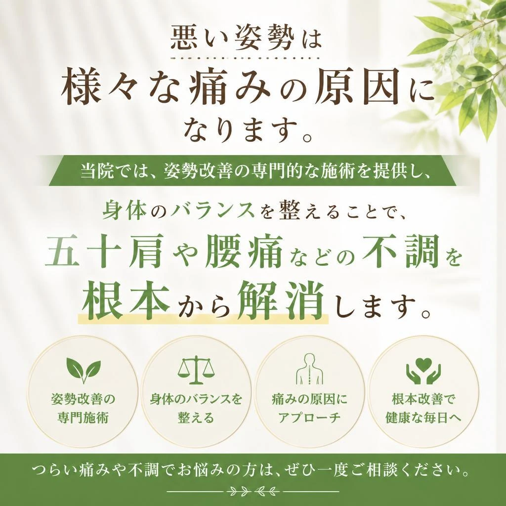姿勢改善で痛みを根本から解消